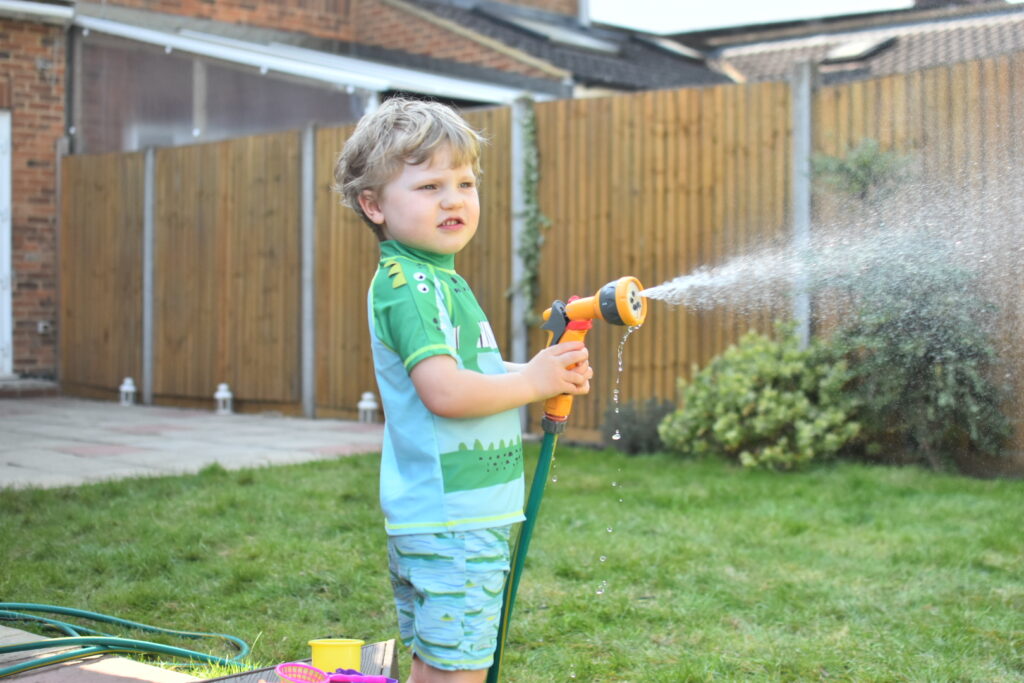 Playing in the garden