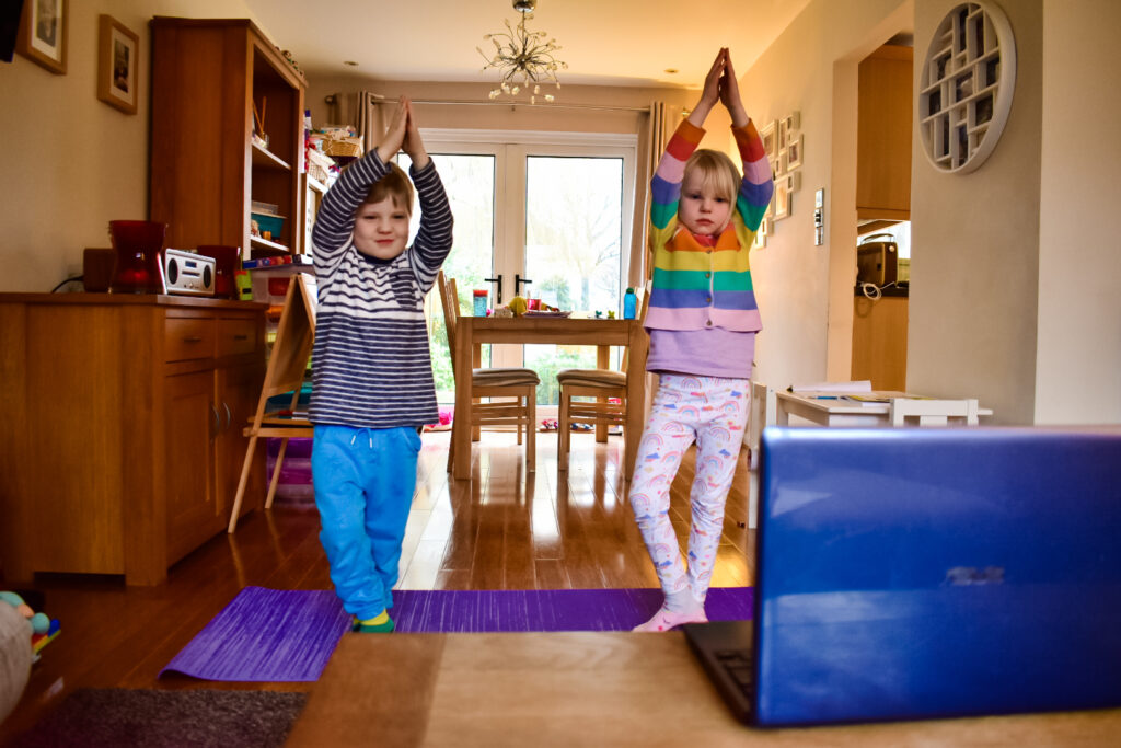 children doing yoga