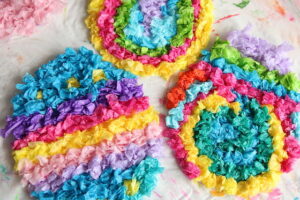 Tissue paper colourful Easter crafts
