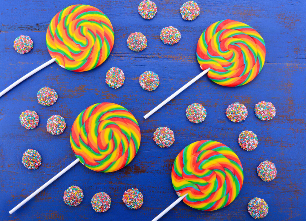 Rainbow lollipops