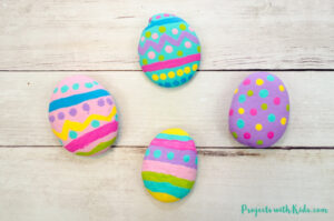 Painted Easter egg rocks colourful Easter crafts for kids