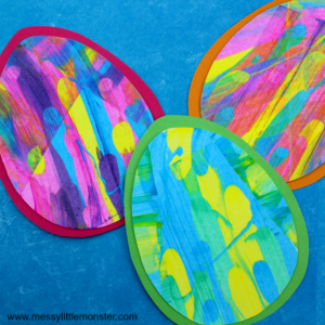 Colourful Easter crafts for kids scrape painting