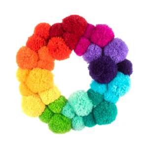 Rainbow pom pom wreath