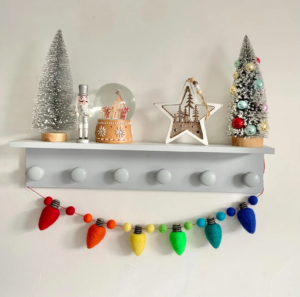 rainbow felt Christmas fairy lights garland