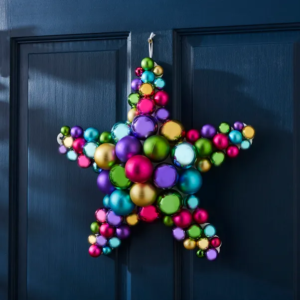 rainbow bauble star wreath