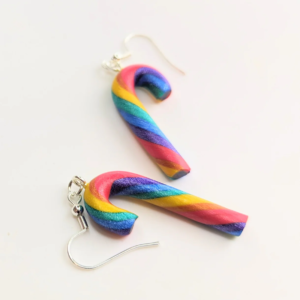 rainbow candy cane earrings