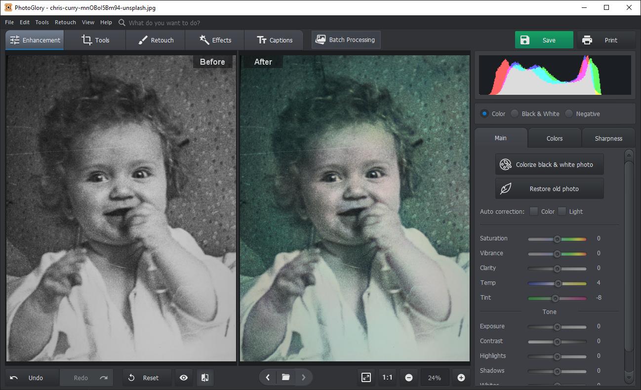 how to add colour to old photos
