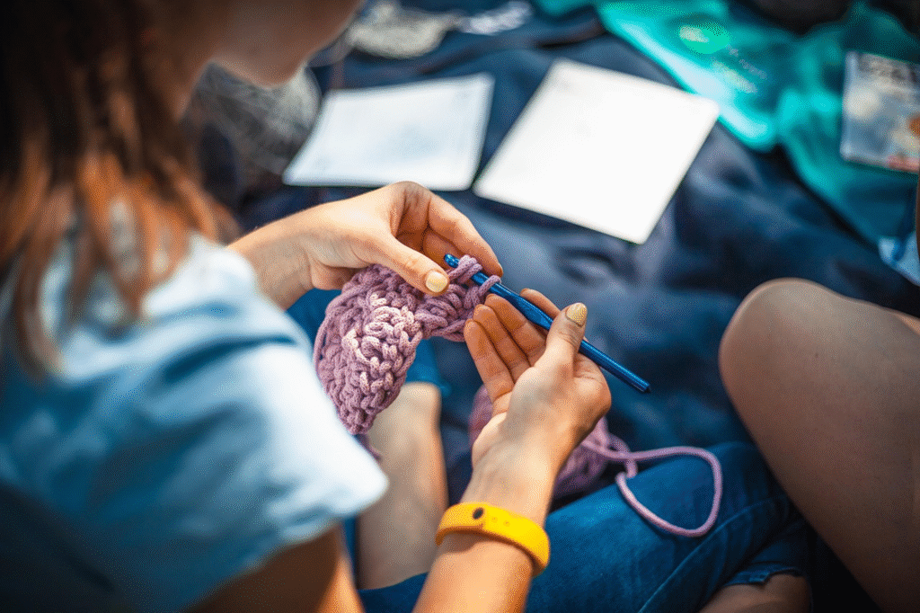 girl knitting